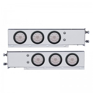 (2/Bulk) Stainless Steel Spring Loaded Rear Light Bar W/ Six 10 Red Led 4" Clear Lens Light W/ Grommet - 3 3/4" Bolt Pattern