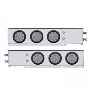 (2/Bulk) Chrome Spring Loaded Rear Lt Bar W/ Six 12 Red Led 4" Clear Lens Reflec. Lt W/ Grommet - 2 1/2" Bolt Pattern