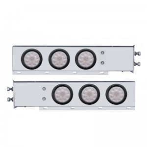 (2/Bulk) Chrome Spring Loaded Rear Light Bar W/ Six 10 Red Led 4" Clear Lens Light W/ Grommet - 2 1/2" Bolt Pattern