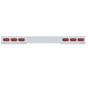 Stainless Steel 1 Pc. Rear Light Bar W/ 6 Straight 19 Red Led Oval Reflector Light W/ Grommet - Red Lens