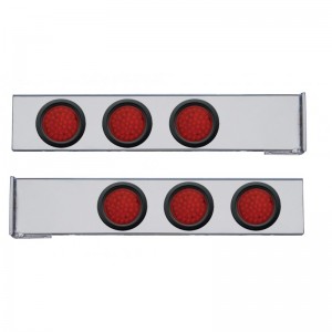 (2/Bulk) Chrome 2 Pcs. Rear Light Bar W/ Six 36 Led 4" Red Lens Economy Light W/ Grommet - 4 Hole Flange Mount