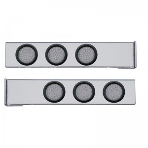 (2/Bulk) Chrome 2 Pcs. Rear Light Bar W/ Six 36 Led 4" Clear Lens Economy Light W/ Grommet - 4 Hole Flange Mount