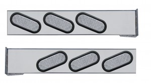 (2/Bulk) Stainless Steel 2 Pcs. Rear Light Bar W/ 6 Slanted 19 Led Oval Clear Lens Light W/ Grommet - 4 Hole Flange Mount