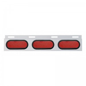 Stainless Steel Top Mud Flap Light Bracket W/ Three 19 Led Oval Light W/ Grommet - Red Lens