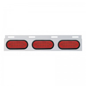 Stainless Steel Top Mud Flap Light Bracket W/ Three 12 Led Oval Light W/ Grommet - Red Lens