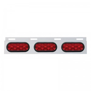 Stainless Steel Top Mud Flap Light Bracket W/ Three 10 Led Oval Light W/ Grommet - Red Lens