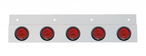 Stainless Steel Top Mud Flap Light Bracket W/ Five 9 Led 2" Clearance/Marker Light W/ Grommet - Red Lens