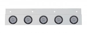 Stainless Steel Top Mud Flap Lt Bracket W/ Five 9 Led 2" Clearance/Marker Lt W/ Grommet - Clear Lens