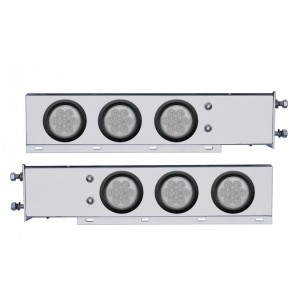 (2/Bulk) Economy 430 Stainless Steel Spring Loaded Rear Light Bar W/ Six 7 Red Led 4" Light W/ Grommet - Clear Lens (2 1/2" B.P.)