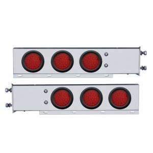 (2/Bulk) Economy 430 Stainless Steel Spring Loaded Rear Light Bar W/ Six 36 Red Led 4" Clear Lens Light W/ Grommet - 2 1/2" Bolt Pattern