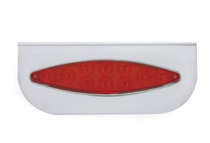 Stainless Steel Bracket W/ 10 Red Led Cats Eye Light - Red Lens