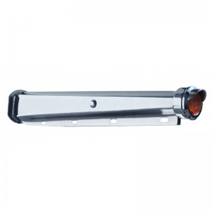 (2/Bulk) 30" Chrome Spring Loaded Mud Flap Hanger 2 1/2" Bolt Center With 2" 9 Led End Cap With Visor - Amber Led / Amber Lens