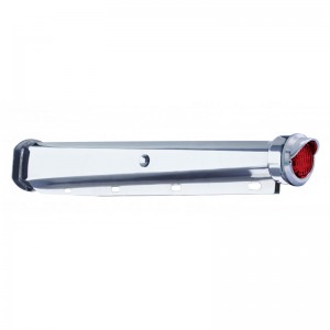 (2/Bulk) 30" Chrome Spring Loaded Mud Flap Hanger 2 1/2" Bolt Center With 2" 9 Led End Cap With Visor -Red Led / Red Lens