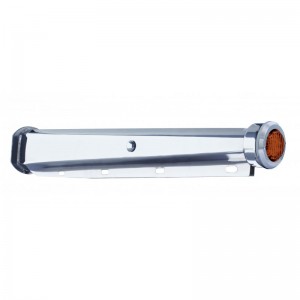 (2/Bulk) 30" Chrome Spring Loaded Mud Flap Hanger 2 1/2" Bolt Center With 2" 9 Led End Cap With Bezel - Amber Led / Amber Lens