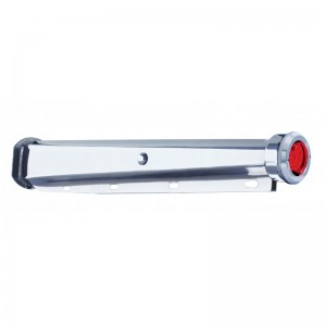(2/Bulk) 30" Chrome Spring Loaded Mud Flap Hanger 2 1/2" Bolt Center With 2" Reflector 9 Led End Cap With Bezel - Red Led / Red Lens