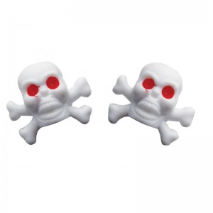 (4/Card) White Skull Valve Caps