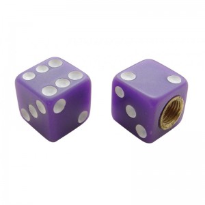 (4/Card) Dice Valve Caps - Purple W/ White Dot