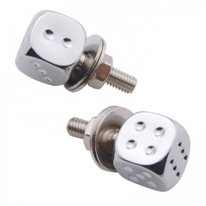 (2/Card) Dice License Plate Fastener - Chrome