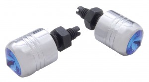 (2/Card) Chrome License Plate Fastener W/ Diamond - Blue