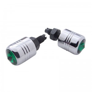 (2/Card) Chrome License Plate Fastener W/ Diamond - Green