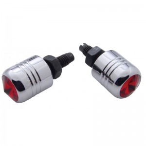(2/Card) Chrome License Plate Fastener W/ Diamond - Red