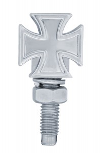 (2/Card) Chrome Iron Cross License Plate Fasteners