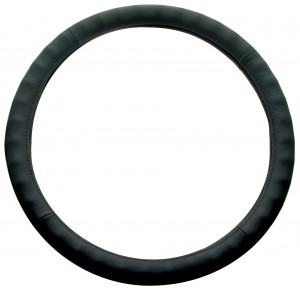 18" Leather Steering Wheel Cover - Black