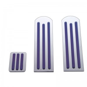 (3/Box) Chrome Aluminum Peterbilt Pedal Set W/ Rubber Insert - Blue