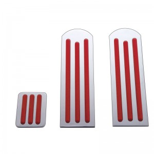 (3/Box) Chrome Aluminum Peterbilt Pedal Set W/ Rubber Insert - Red