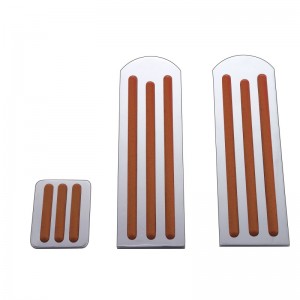 (3/Box) Chrome Aluminum Peterbilt Pedal Set W/ Wood Insert