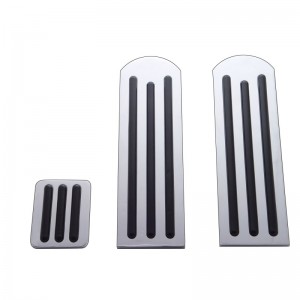(3/Box) Chrome Aluminum Peterbilt Pedal Set W/ Rubber Insert - Black