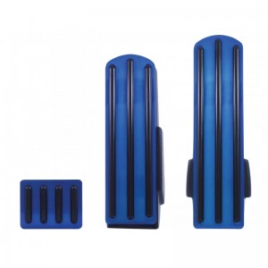 (3/Box) Anodized Blue Aluminum Kenworth Pedal Set W/ Rubber Insert - Black