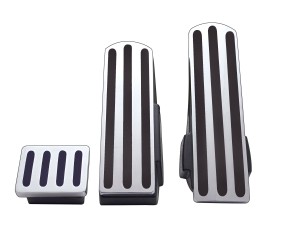 (3/Box) Brush Aluminum Kenworth Pedal Set W/ Rubber Insert - Black