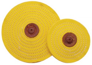 4" Yellow Treated Razor Buff - 12 Ply. 1/8" Arbor