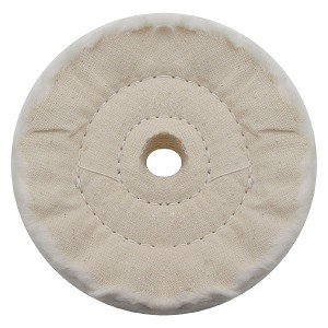 (Pack) 3" White Spiral & Concentric Sewed Muslin Wheel - 40 Ply. & 5/8" Arbor