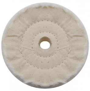 (Pack) 4" White Spiral & Concentric Sewed Muslin Wheel - 40 Ply. & 5/8" Arbor