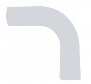 Chrome 90 Angled Expended Elbow, 6" I.Dia., 6" O.Dia. - 24" X 24" Diameter