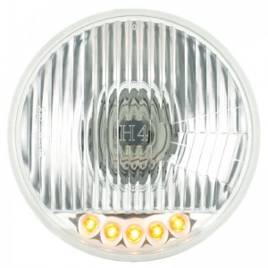 5 Amber Led 5-3/4" Crystal Halogen Headlight Bulb