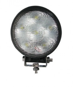 Universal, White Round Work Light, Clear Lens, Black Housing, (6 Diodes), 600 Lumens
