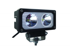 Universal, White Cree Rectangular Work Light, Clear Lens, Black Housing, (2 Diodes), 2400 Lumens