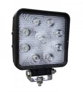 Universal, White Square Work Light, Clear Lens, Black Housing, (9 Diodes), 900 Lumens