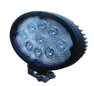 Universal, White Oval Work Light, Clear Lens, Black Housing, (9 Diodes), 900 Lumens