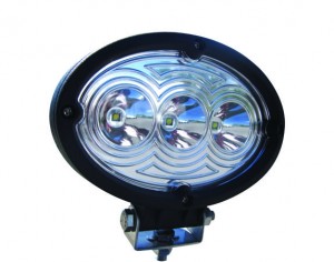 Universal, White Cree Oval Work Light, Clear Lens, Black Housing, (3 Diodes), 2700 Lumens