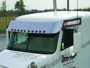 16inch Freightliner, Columbia & Century Class Mid Roof Sunvisor with 5 X 2inch Light Holes, (2005+)