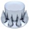 Chrome Plastic Rear Axle Cover W/ Removable Hub Cap - 33Mm Thread-On Spike Nut Cover