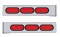 (2/Bulk) Stainless Steel 2 Pcs. Rear Light Bar W/ 6 Straight Oval Red Incandescent Light W/ Grommet - 4 Hole Flange Mount