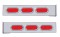 (2/Bulk) Stainless Steel 2 Pcs. Rear Light Bar W/ 6 Straight Oval Red Incandescent Light W/ Visor - 4 Hole Flange Mount