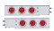 (2/Bulk) 430 Stainless Steel Spring Loaded Rear Light Bar W/ 6 Incandescent 4" Red Light W/ Bezel - 2 1/2" Bolt Pattern