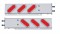 (2/Bulk) Stainless Steel Spring Loaded Rear Lt Bar W/ 6 Slanted Down Incand. Oval Red Lt W/ Bezel - 3 3/4" Oval B.P.
