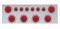 Stainless Steel Rear Center Light Panel W/ Six 19 Led 4" Light & Six 9 Led 2" Flat Light - Red Led/Red Lens W/ Visor